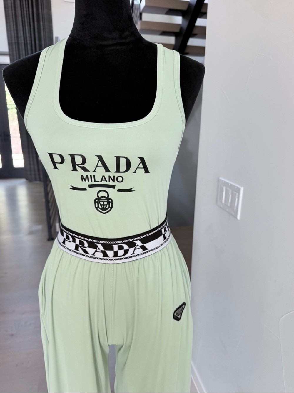 Prada Mint Green Top with Wide-Leg Pants with pockets Matching set size M - Picture 7 of 11
